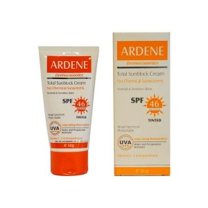 کرم ضد آفتاب رنگی SPF46 آردن فاقد جاذب های شیمیایی مناسب پوست های معمولی و حساس ۵۰ گرم