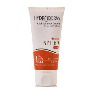 کرم ضد آفتاب SPF60 بژ روشن هیدرودرم مناسب پوست های خشک و حساس ۵۰ میلی لیتر