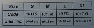 جدول تعیین سایز مچ بند توانمهر