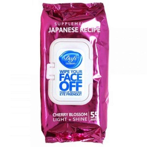 دستمال مرطوب پاک کننده آرایش فیس آف ژاپنی دافی حاوی عصاره شکوفه گیلاس جعبه ای  55 عددی