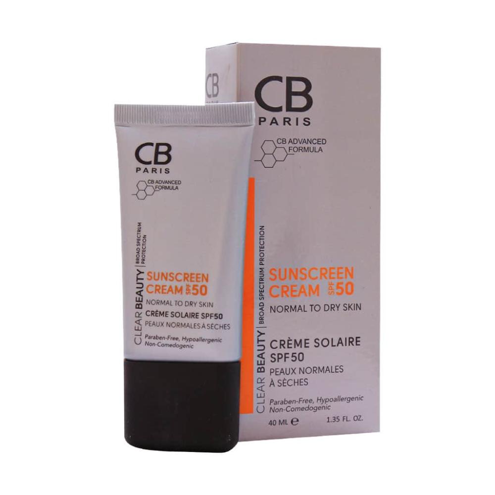کرم ضد آفتاب بی رنگ SPF50  سی بی پاریس مناسب پوست نرمال تا خشک 40 میلی لیتر - تصویر 1