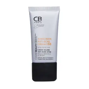 کرم ضد آفتاب بی رنگ سی بی SPF50 مناسب پوست چرب