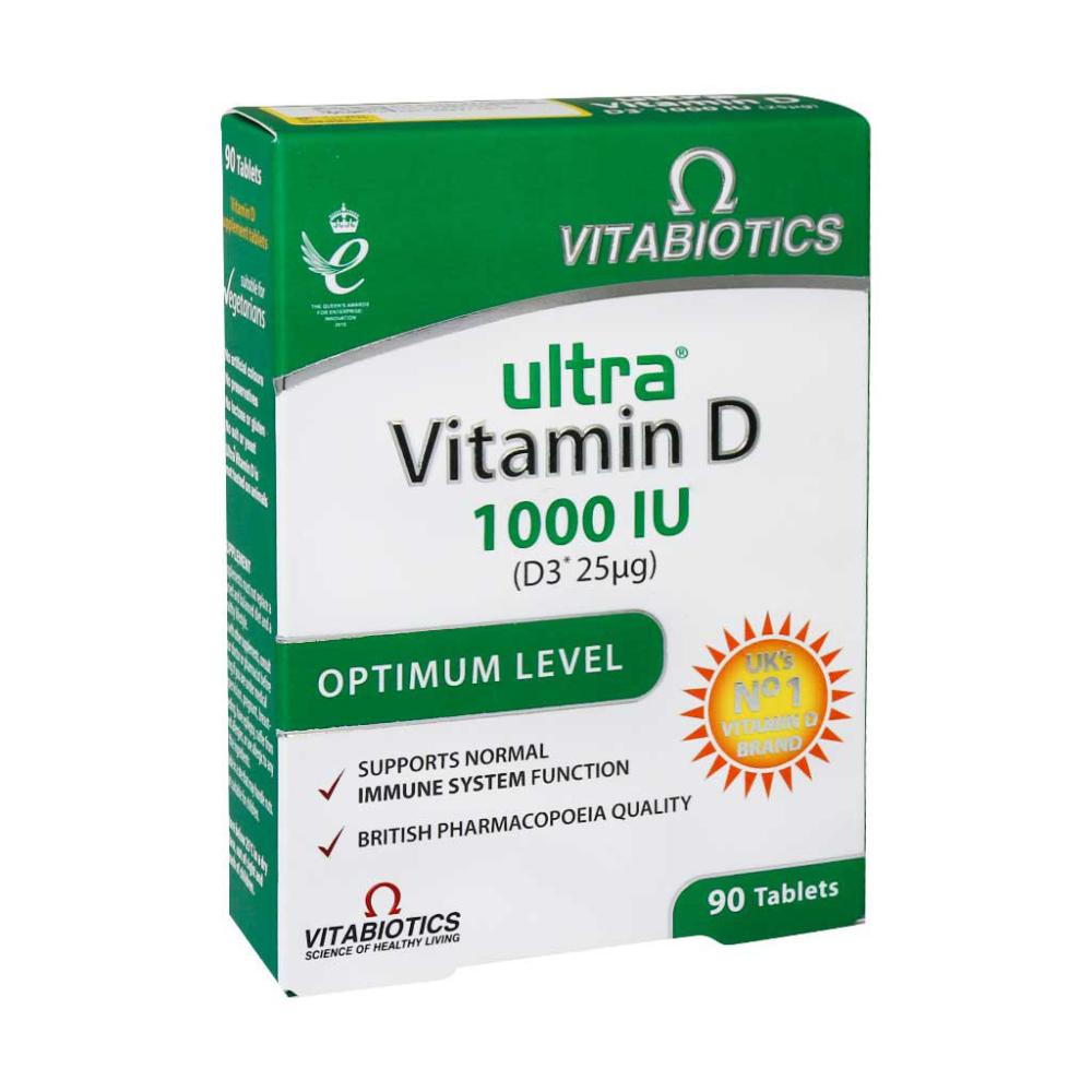 قرص اولترا ویتامین د 1000IU ویتابیوتیکس بسته 90 عددی - تصویر 1