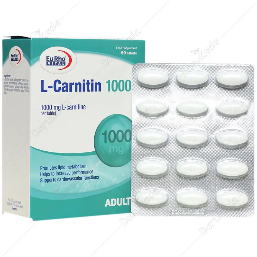 قرص ال کارنیتین یورو ویتال 1000 میلی گرم 60 عدد - تصویر 1