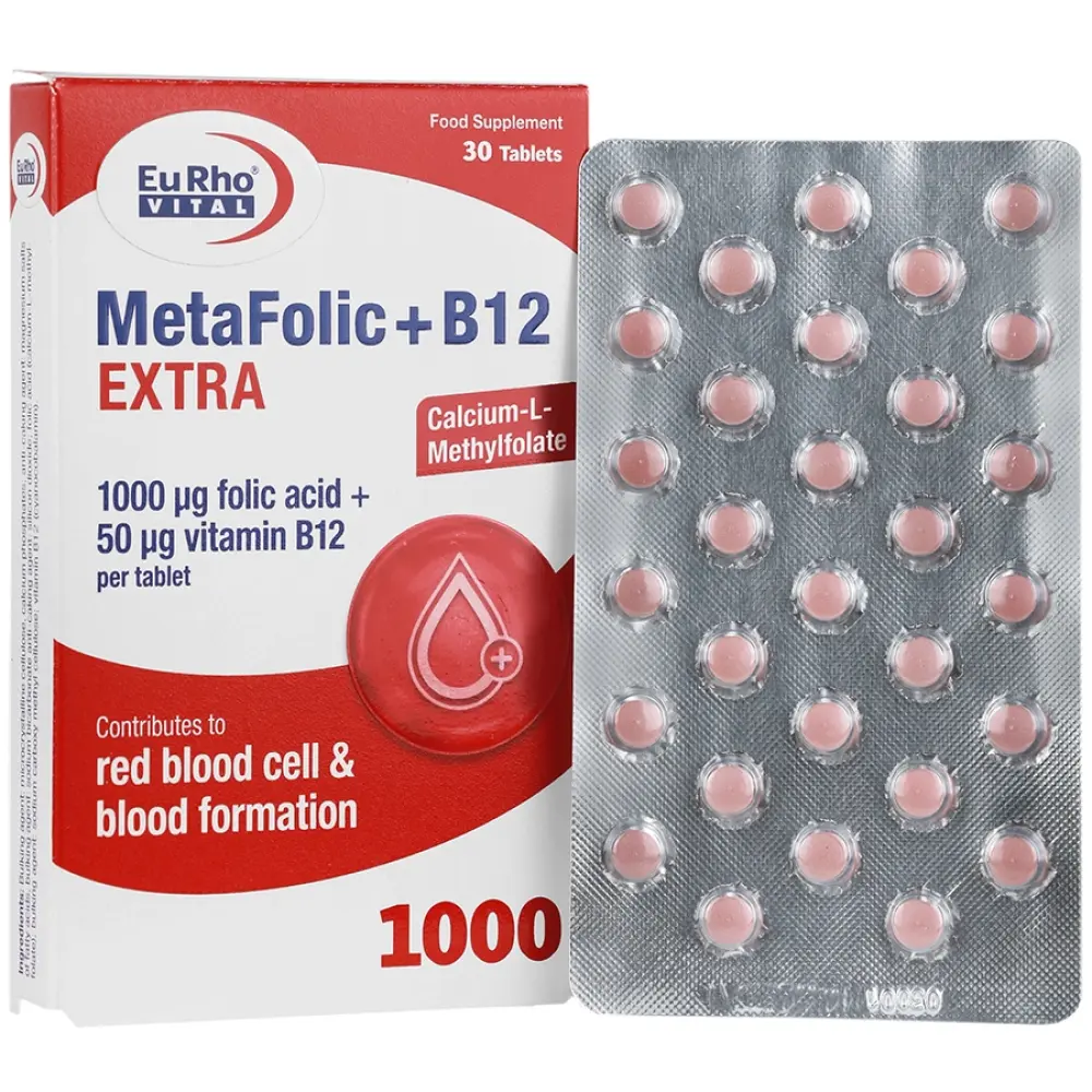 قرص متافولیک پلاس B12 اکسترا یوروویتال 30 عدد - تصویر 1