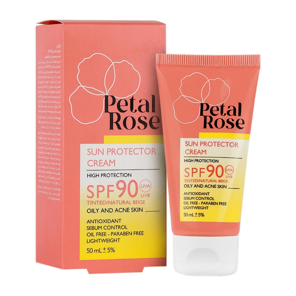 ضد آفتاب رنگی پتال رز با SPF90 مناسب پوست چرب بژ طبیعی 50 میلی لیتر - تصویر 1