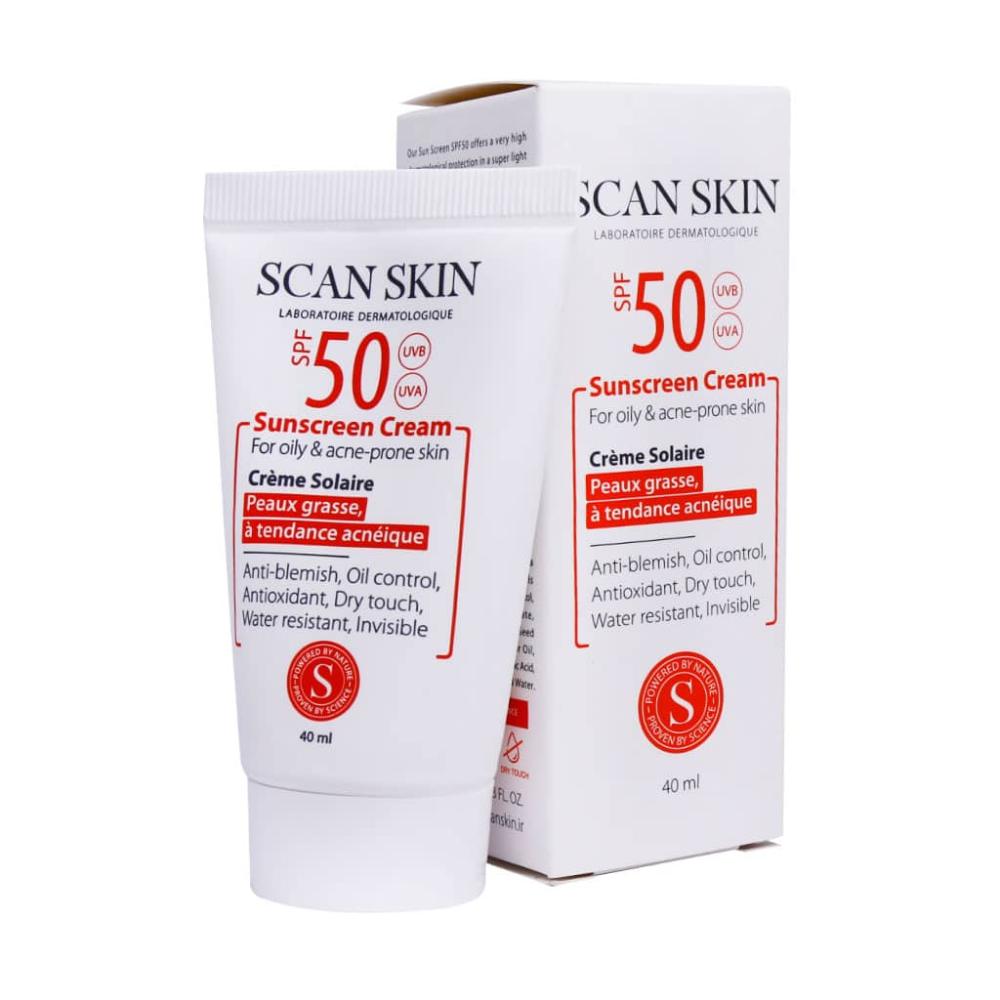 کرم ضد آفتاب بی رنگ اسکن اسکین SPF50 مناسب پوست چرب 40 میلی لیتر - تصویر 1