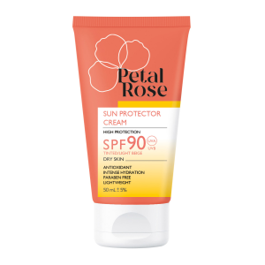 کرم ضد آفتاب SPF90 پوست خشک رنگ بژ روشن پتال رز 50 میل