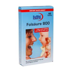 قرص فولیک اسید یورو ویتال 800 میکرو گرم 60 عدد