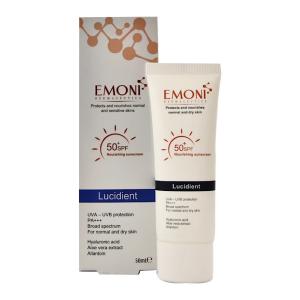 کرم ضد آفتاب بی رنگ لوسیدینت SPF50 امونی مناسب پوست نرمال تا خشک حجم 50 میلی لیتر