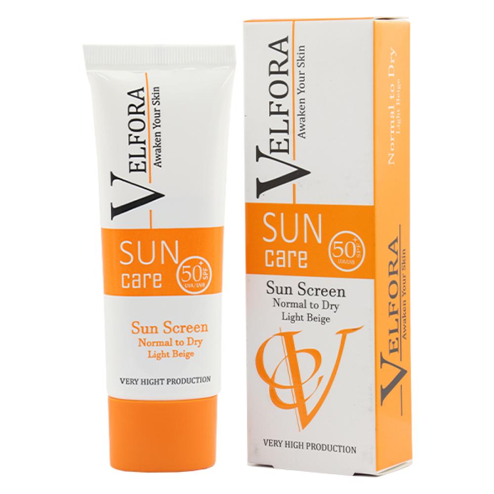 کرم ضد آفتاب بژ روشن ولفرا SPF50 مناسب پوست نرمال تا خشک 40 میلی لیتر - تصویر 1