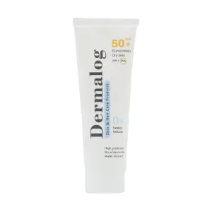 کرم ضد آفتاب بی رنگ درمالوگ SPF50 مناسب پوست خشک 50 میلی لیتر