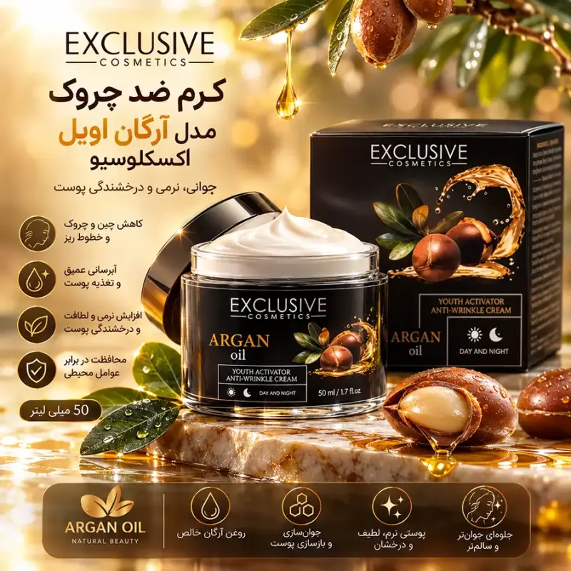 کرم ضد چروک اکسکلوسیو حاوی روغن آرگان 50 میلی لیتر - تصویر 3